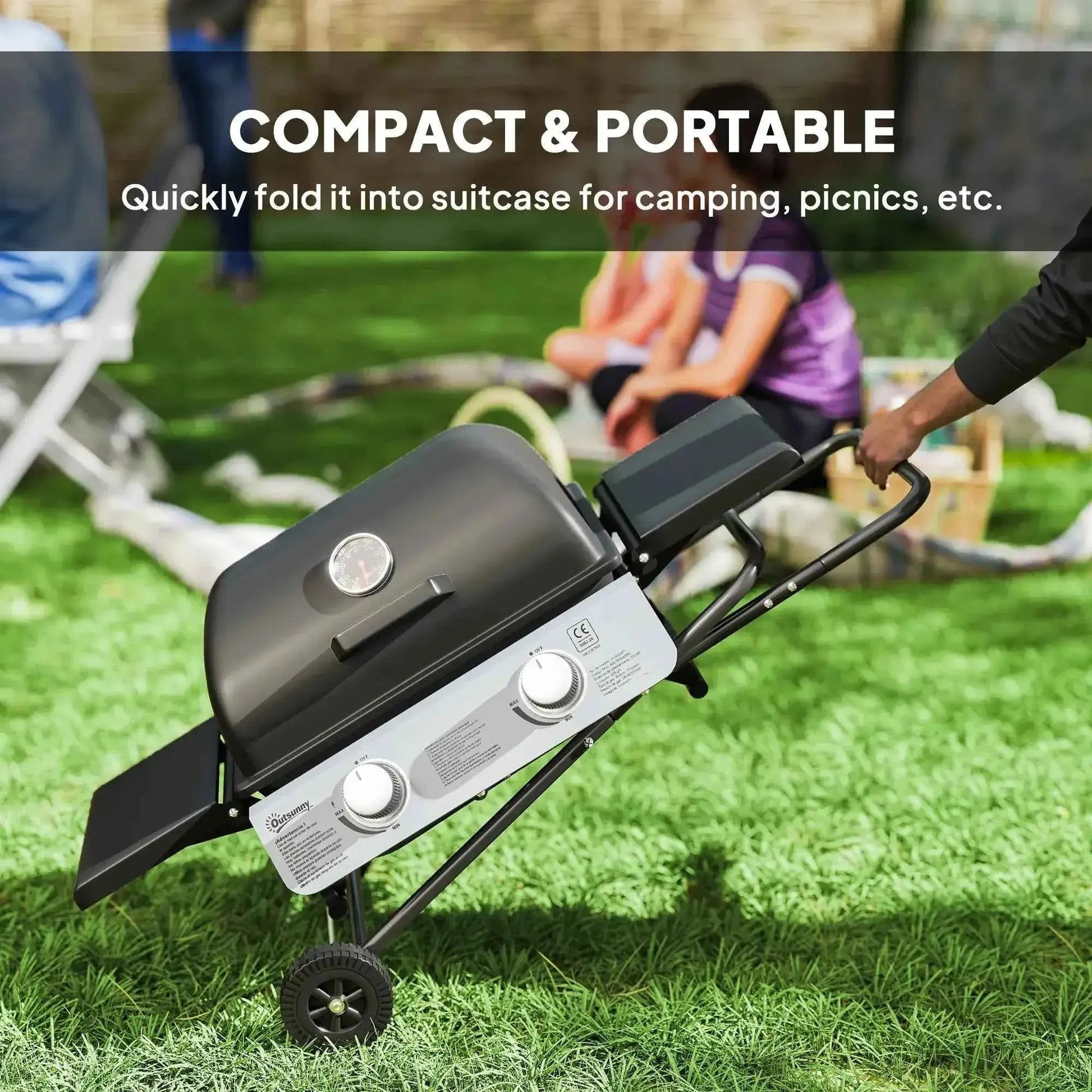 Outsunny Two-Burner Portable Suitcase BBQ - Black | 846-183V70BK