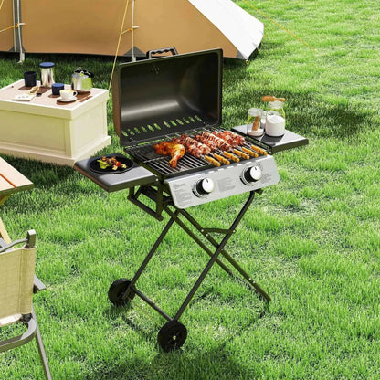 Outsunny Two-Burner Portable Suitcase BBQ - Black | 846-183V70BK