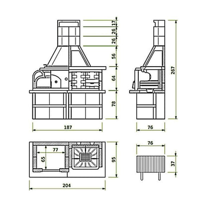 Palazzetti Gargano 3 Masonry Barbecue with Wood - Fired Oven | 803101260 - BBQs & Grills - 803101260 - GardenHearth