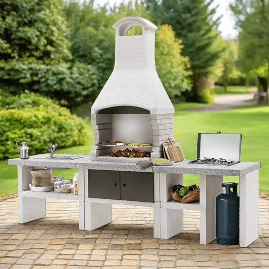 Palazzetti Marbella Outdoor BBQ Kitchen with Twin Gas Hob and Sink - Anthracite | 803004910 - BBQs & Grills