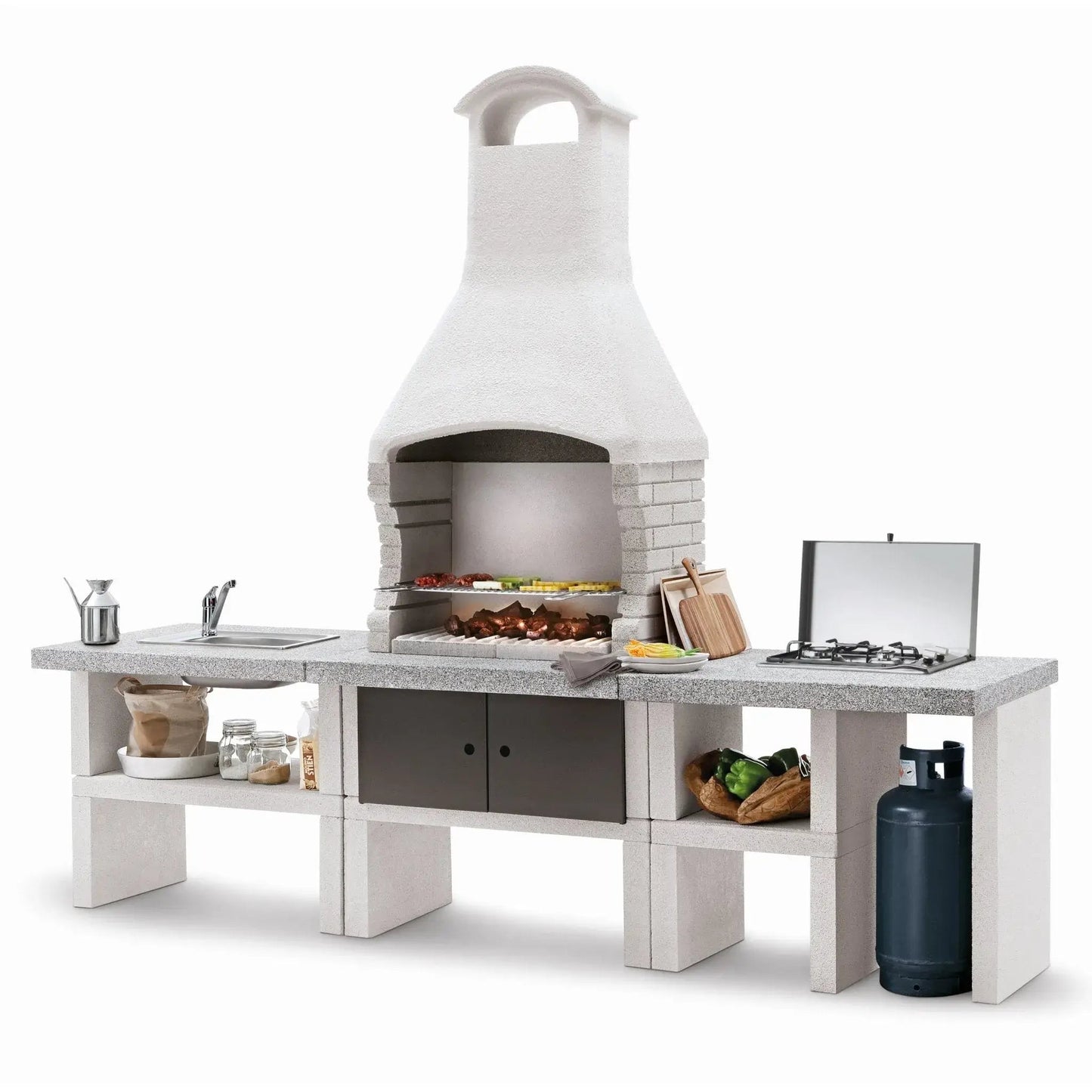 Palazzetti Marbella Outdoor BBQ Kitchen with Twin Gas Hob and Sink - Anthracite | 803004910