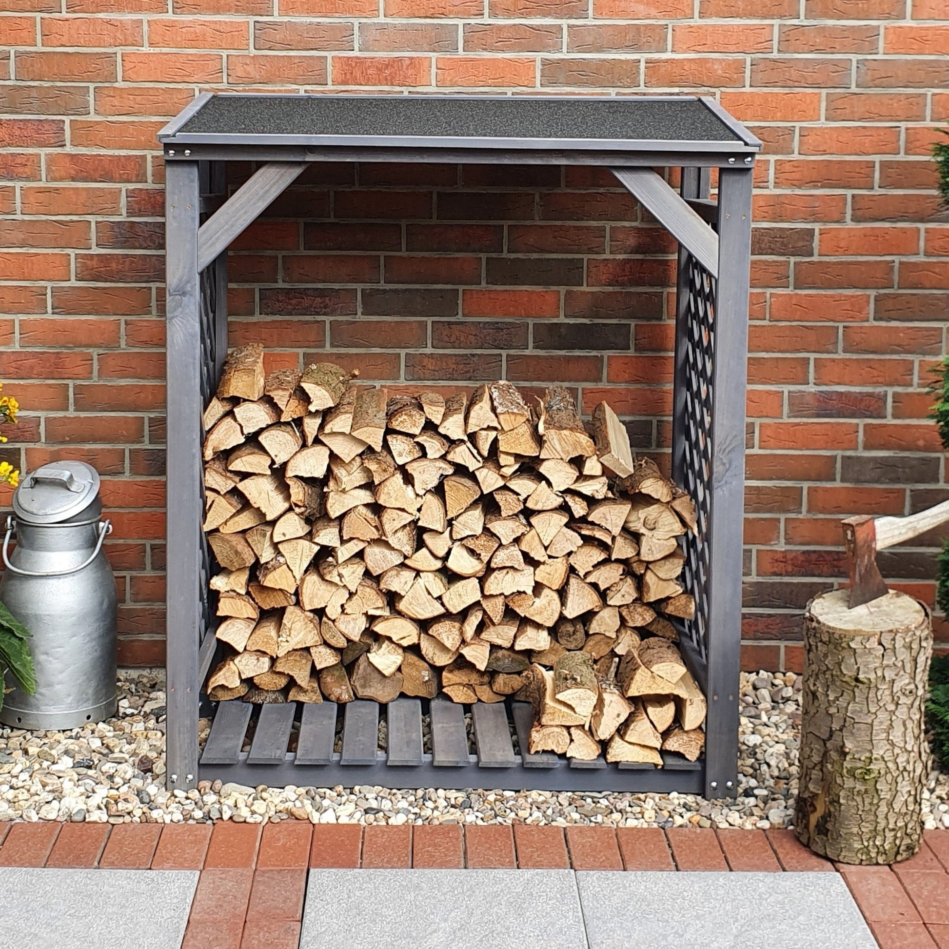 Promex Grey Speyer Modern Firewood Log Store | 353/16 - Garden Storage - 353/16 - GardenHearth