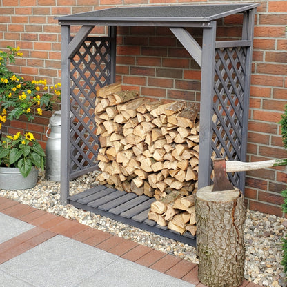 Promex Grey Speyer Modern Firewood Log Store | 353/16 - Garden Storage - 353/16 - GardenHearth