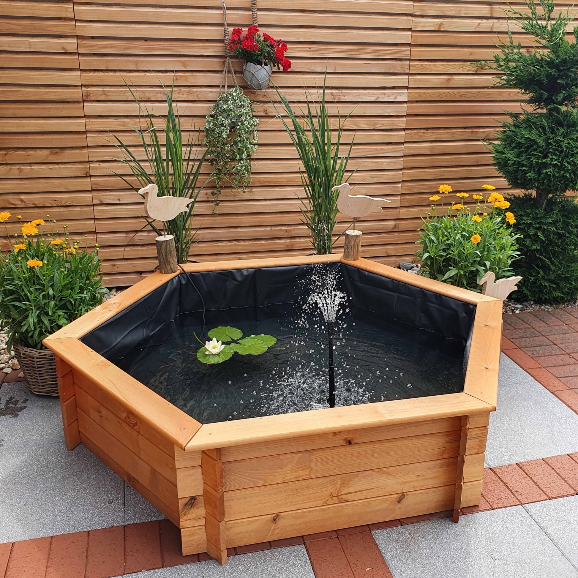 Promex Raised Hexagon Garden Solar Pond Set | 506060 - Water Features - 506060 - GardenHearth