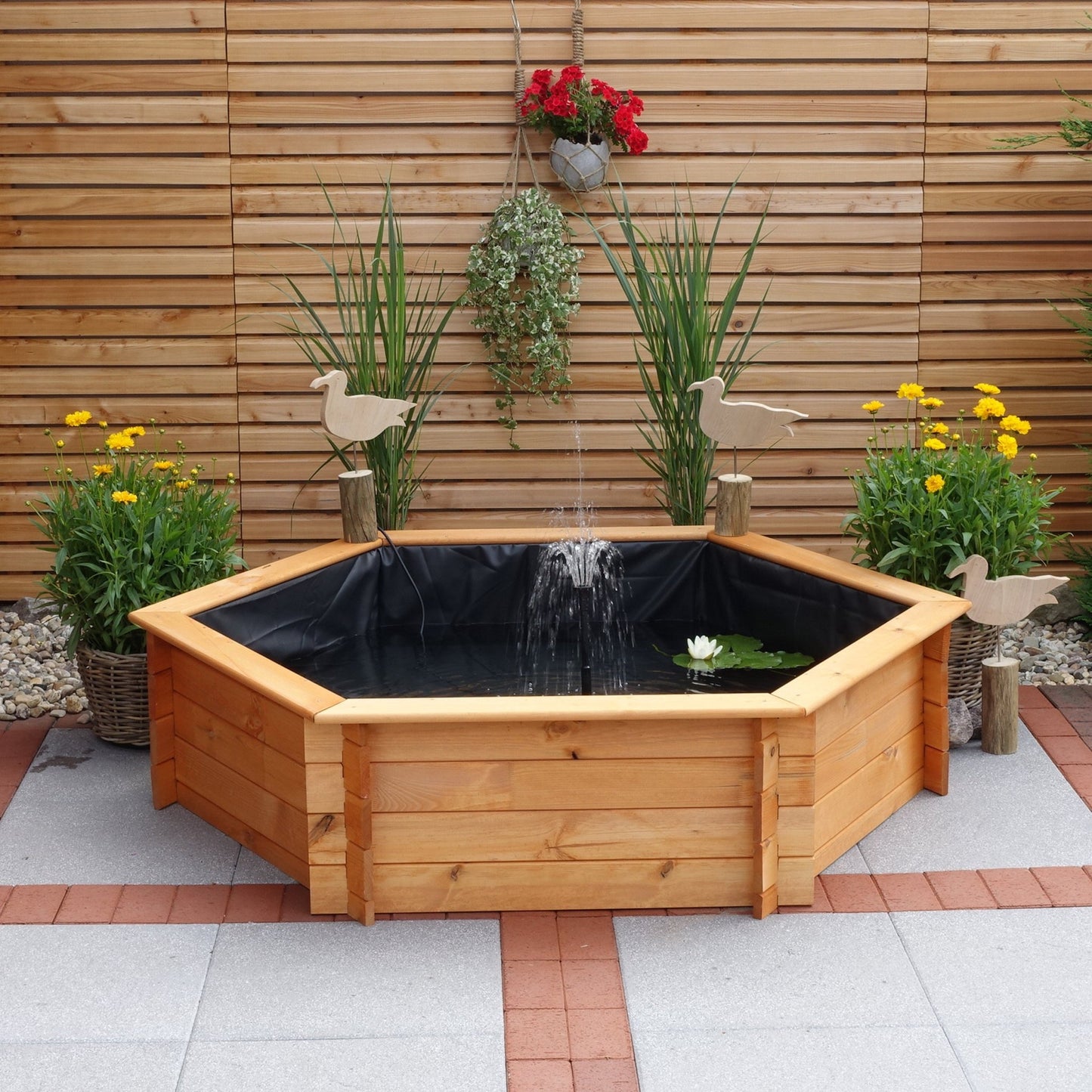 Promex Raised Hexagon Garden Solar Pond Set | 506060 - Water Features - 506060 - GardenHearth