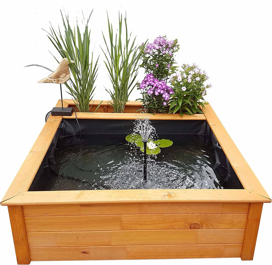 Promex Raised Square Garden Solar Pond Kit with Planting Zone | 506090 - Water Features - 506090 - GardenHearth