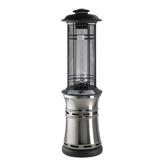 Santorini patio heater lfs822 stainless steel and black mesh outdoor heater with sleek cylindrical design