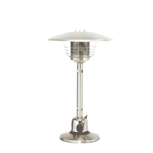 Sirocco tabletop patio heater LFS805 stainless steel with sleek dome top and cylindrical wire mesh heating element