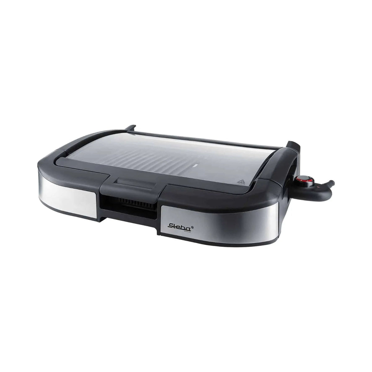 Steba 2200w black and stainless steel electric griddle with transparent glass lid for tabletop bbq grilling