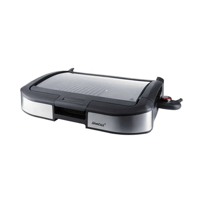 Steba 2200w black and stainless steel electric griddle with transparent glass lid for tabletop bbq grilling
