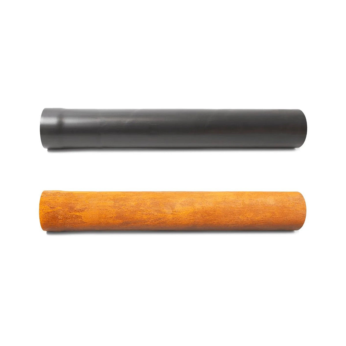 Stovepipe extender flue handles for bonfeu outdoor fireplaces in black matte and natural wood grain finishes
