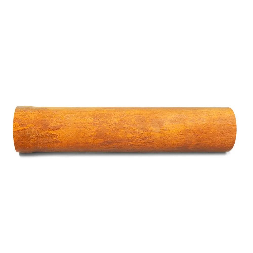 Stovepipe extender flue for bonfeu fireplaces with a smooth cylindrical wooden handle in warm amber finish and natural grain