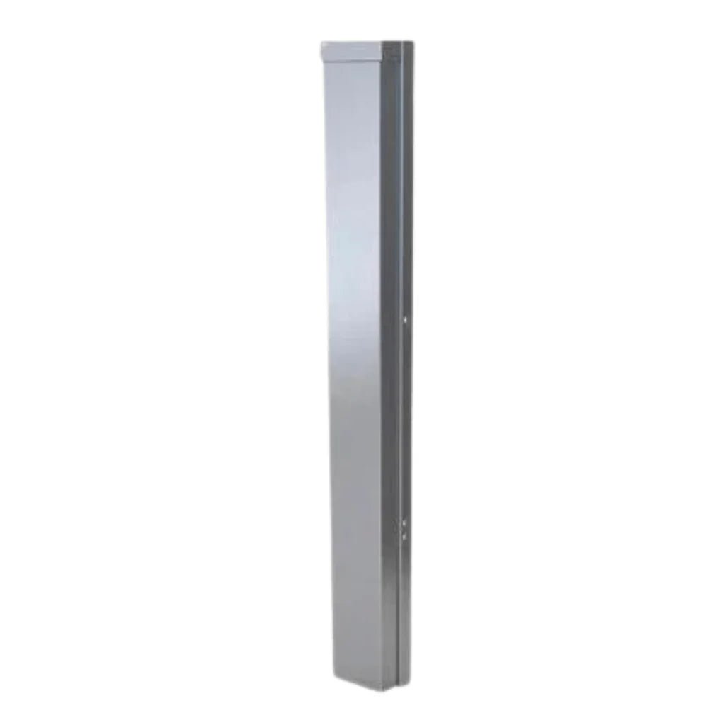 Silver metallic rectangular sunstone 3 end corner guard panel left side with vertical grooves for base cabinets protection