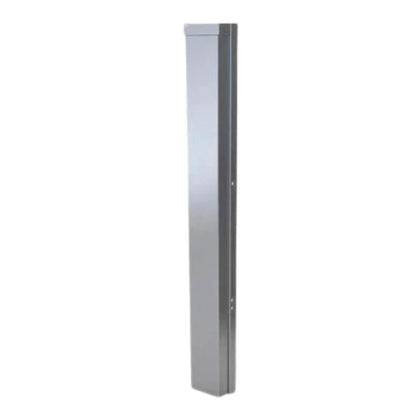 Silver metallic rectangular sunstone 3 end corner guard panel left side with vertical grooves for base cabinets protection