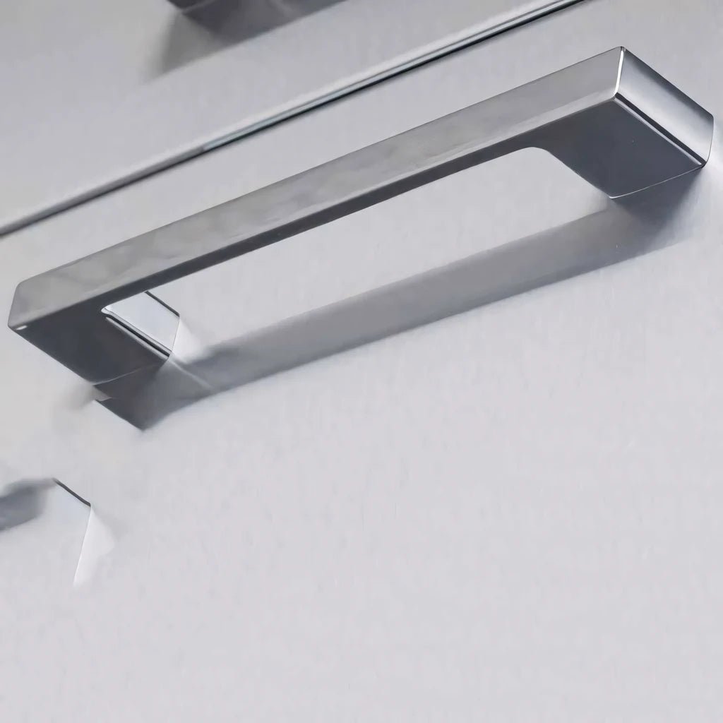 Sunstone bevelled handle modern chrome finished rectangular drawer pull with clean minimalist design