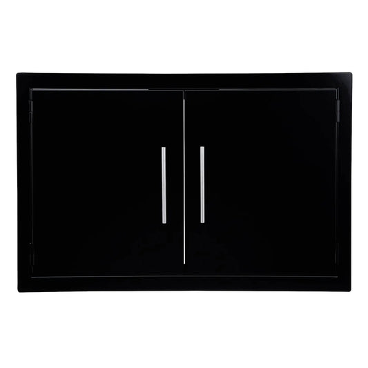 Sunstone black series double door 30 inch cabinet with sleek minimalist design and polished silver vertical handles