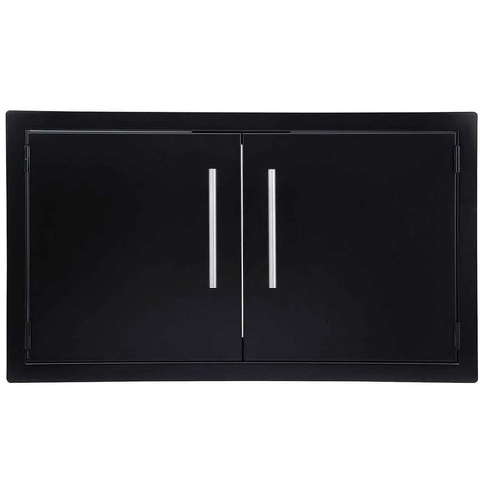 Sunstone Black Series double door 36 inch cabinet with sleek black finish and polished silver vertical handles
