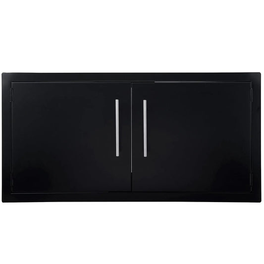Sunstone Black Series double door 42 inch black glossy cabinet with sleek silver vertical handles