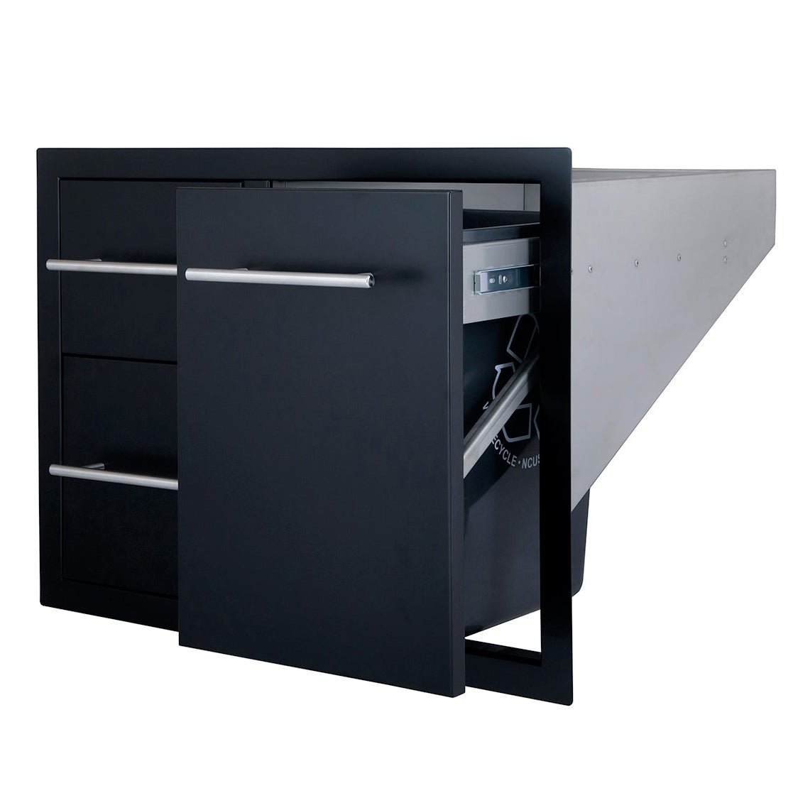 Sunstone Black Series Double Drawer Trash Combo 30″ | A - LPCDD30 - BK - Storage - A - LPCDD30 - BK - GardenHearth