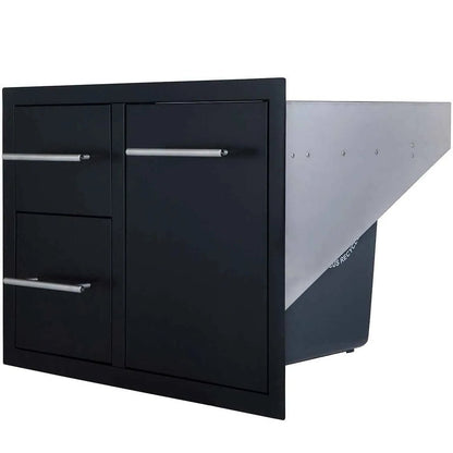 Sunstone Black Series double drawer trash combo 36 black metal recycling station with two drawers and one cabinet door