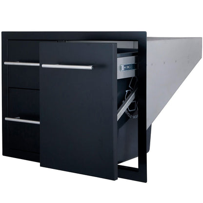 Sunstone Black Series Double Drawer Trash Combo 36″ | A - LPCDD36 - BK - Storage - A - LPCDD36 - BK - GardenHearth