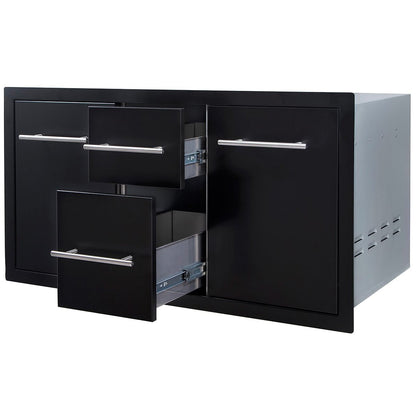 Sunstone Black Series Multi Storage Combo with Plastic Bin | A - LPCDD42 - BK - Storage - A - LPCDD42 - BK - GardenHearth