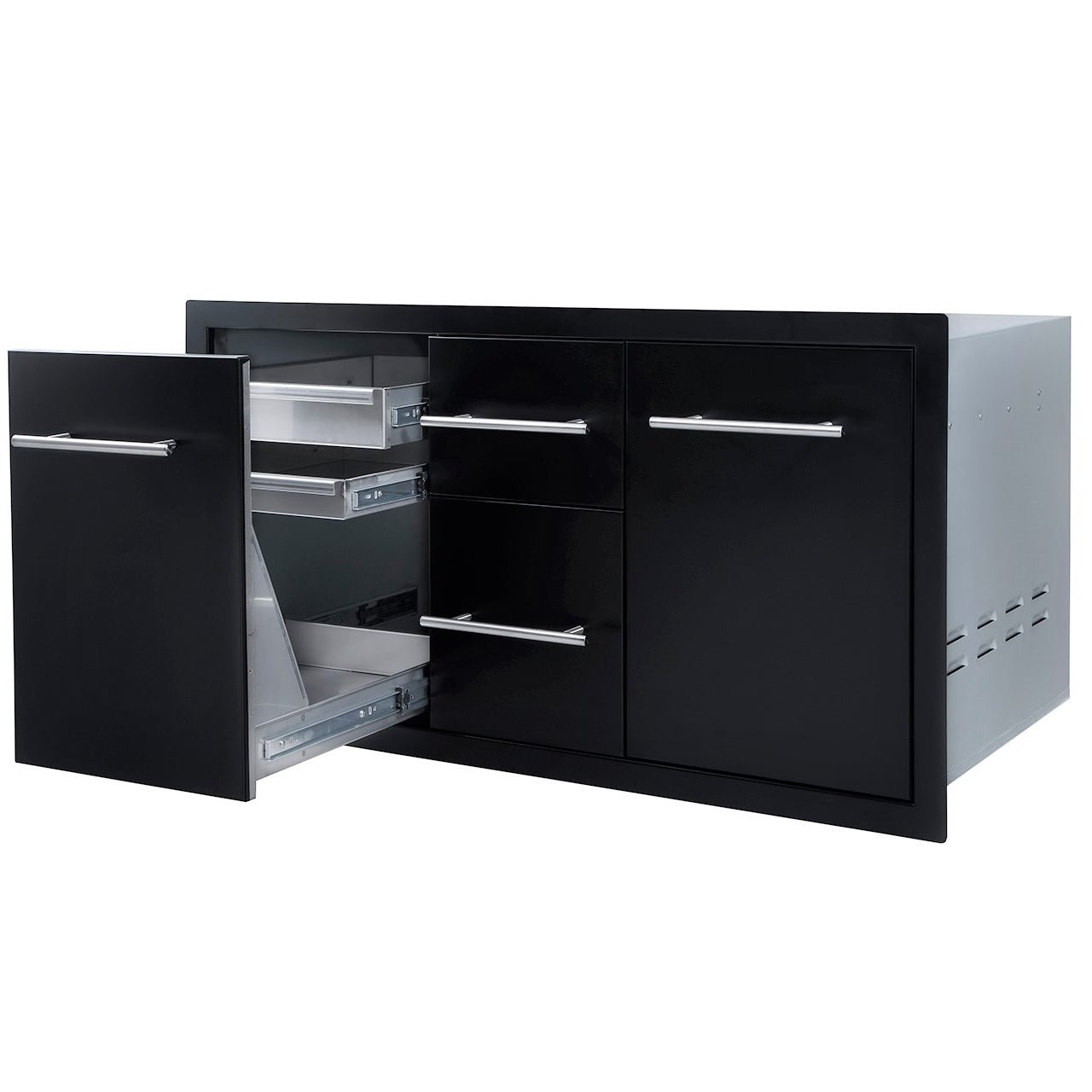 Sunstone Black Series Multi Storage Combo with Plastic Bin | A - LPCDD42 - BK - Storage - A - LPCDD42 - BK - GardenHearth