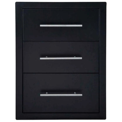 Sunstone black series three-drawer filing cabinet with sleek silver horizontal handles for organized storage