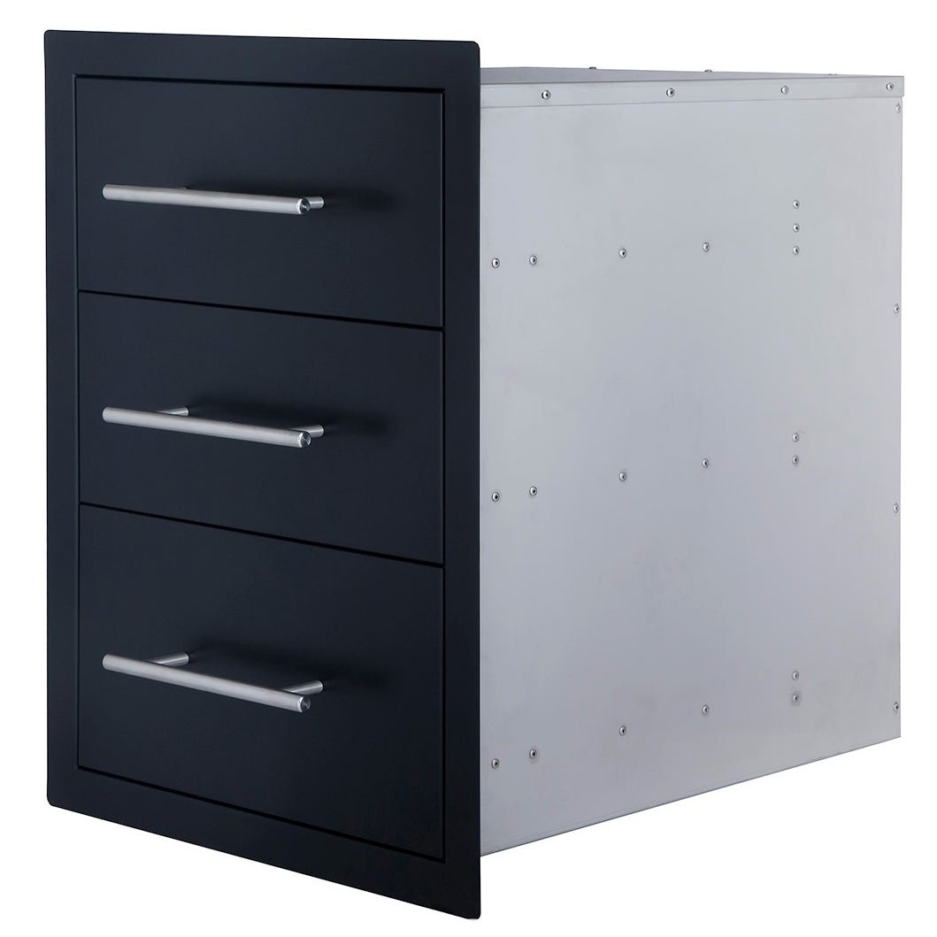 Sunstone Black Series Triple Access Drawer | B - TD24 - BK - Storage Drawer - B - TD24 - BK - GardenHearth