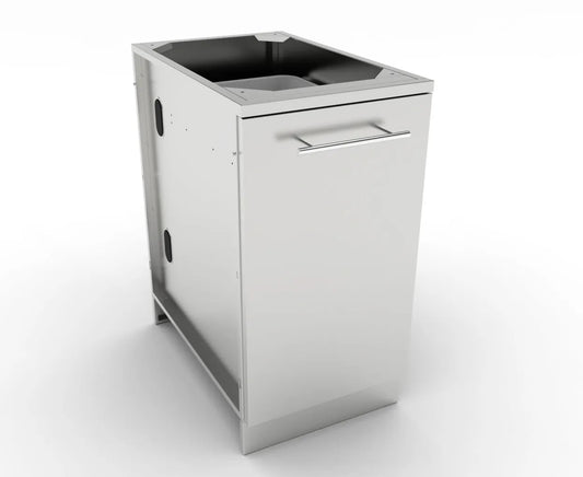 Sunstone stainless steel outdoor grill cabinet with trash drawer polished finish sleek rectangular design