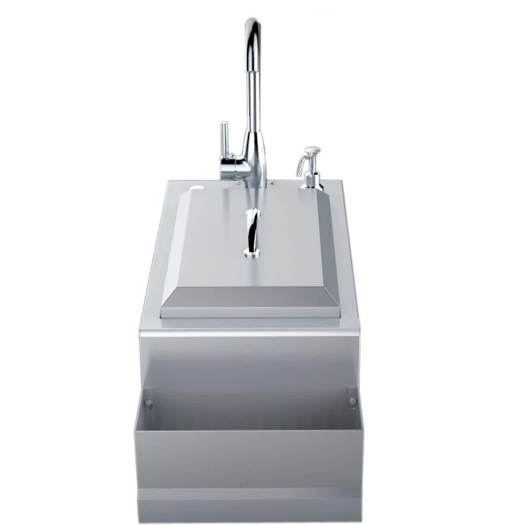 Sunstone Cocktail Station Pro B-CS14 outdoor sink with chrome finish stainless steel and integrated soap dispenser
