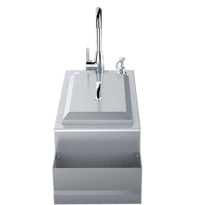 Sunstone Cocktail Station Pro B-CS14 outdoor sink with chrome finish stainless steel and integrated soap dispenser