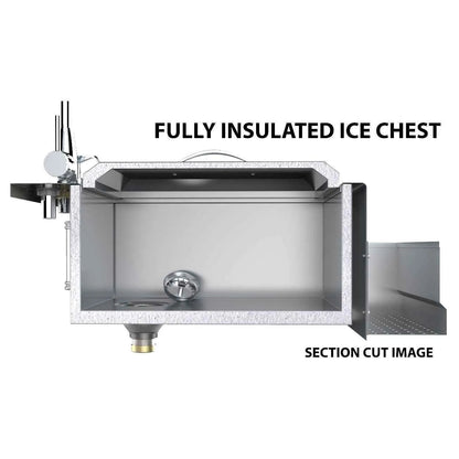 Sunstone cocktail station pro b-cs14 silver stainless steel fully insulated ice chest with internal compartments and drainage