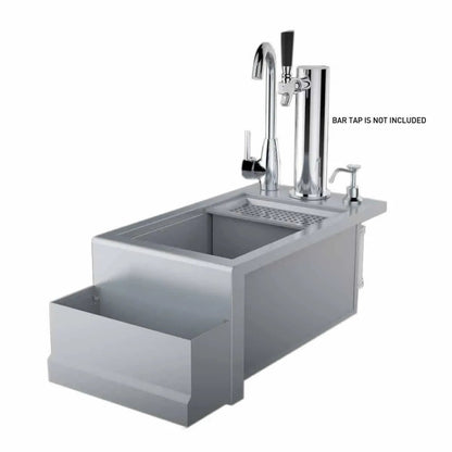Stainless steel sunstone cocktail station pro bar sink with integrated beer tap and soap dispenser in silver