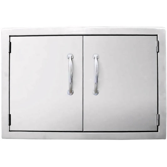 Sunstone double door big stainless steel cabinet with sleek polished finish and matching chrome handles