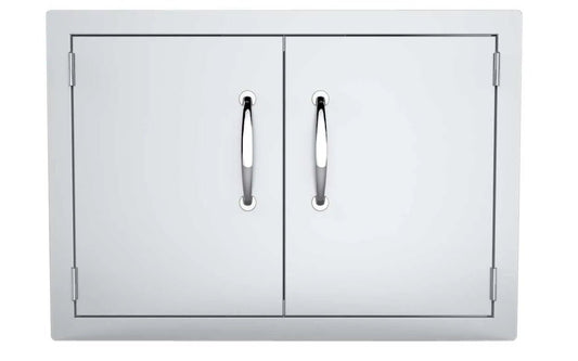 White stainless steel sunstone double door medium cabinet with sleek modern handles for organized storage