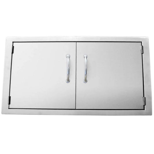 Sunstone double door small stainless steel cabinet with sleek polished finish and matching chrome handles