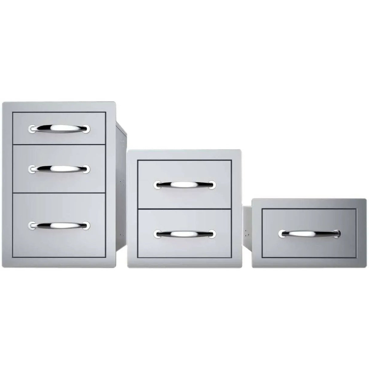 Sunstone double drawer b-dd12 three stainless steel outdoor storage drawers with sleek modern handles