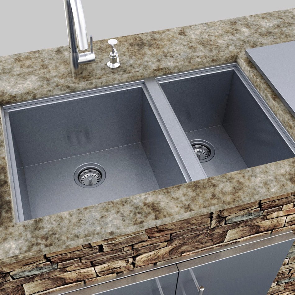 Sunstone Double Sink | B - SK34 - Bar Center - B - SK34 - GardenHearth