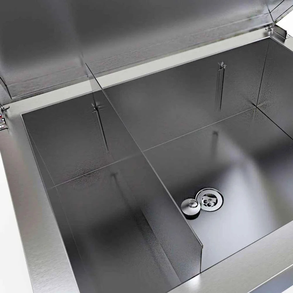 Sunstone drop in ice chest stainless steel double-basin sink with sleek reflective surface and modern design