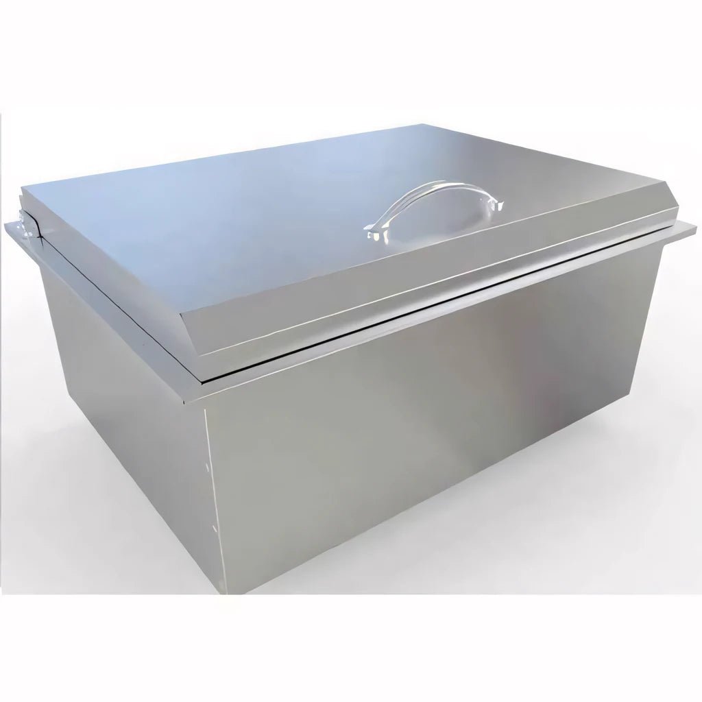 Sunstone drop in ice chest stainless steel rectangular food storage container with hinged lid and integrated handle