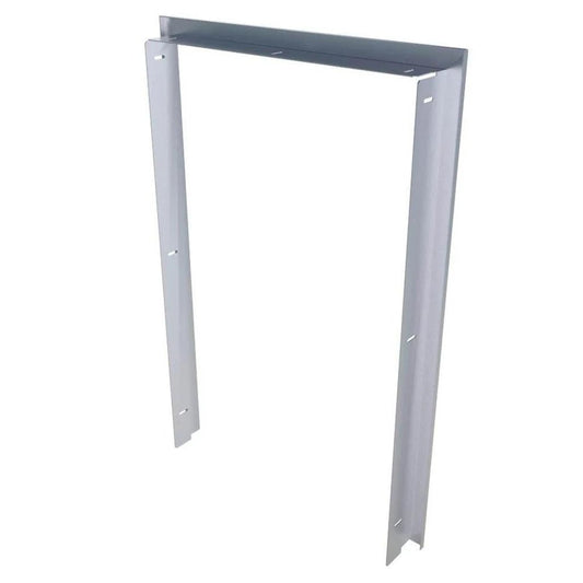 Silver metal sunstone fridge frame with rectangular u-shaped design and pre-drilled holes for mounting
