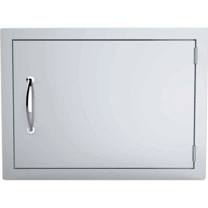 Silver stainless steel sunstone horizontal dry storage cabinet door with sleek modern design and polished chrome handle