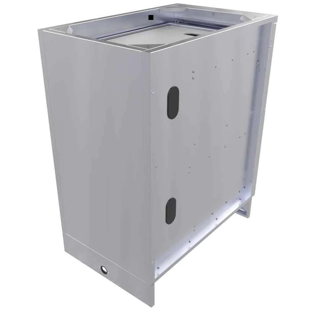 Silver metallic sunstone multi function cabinet sbc18dpic with rectangular design and oval cutouts on the side