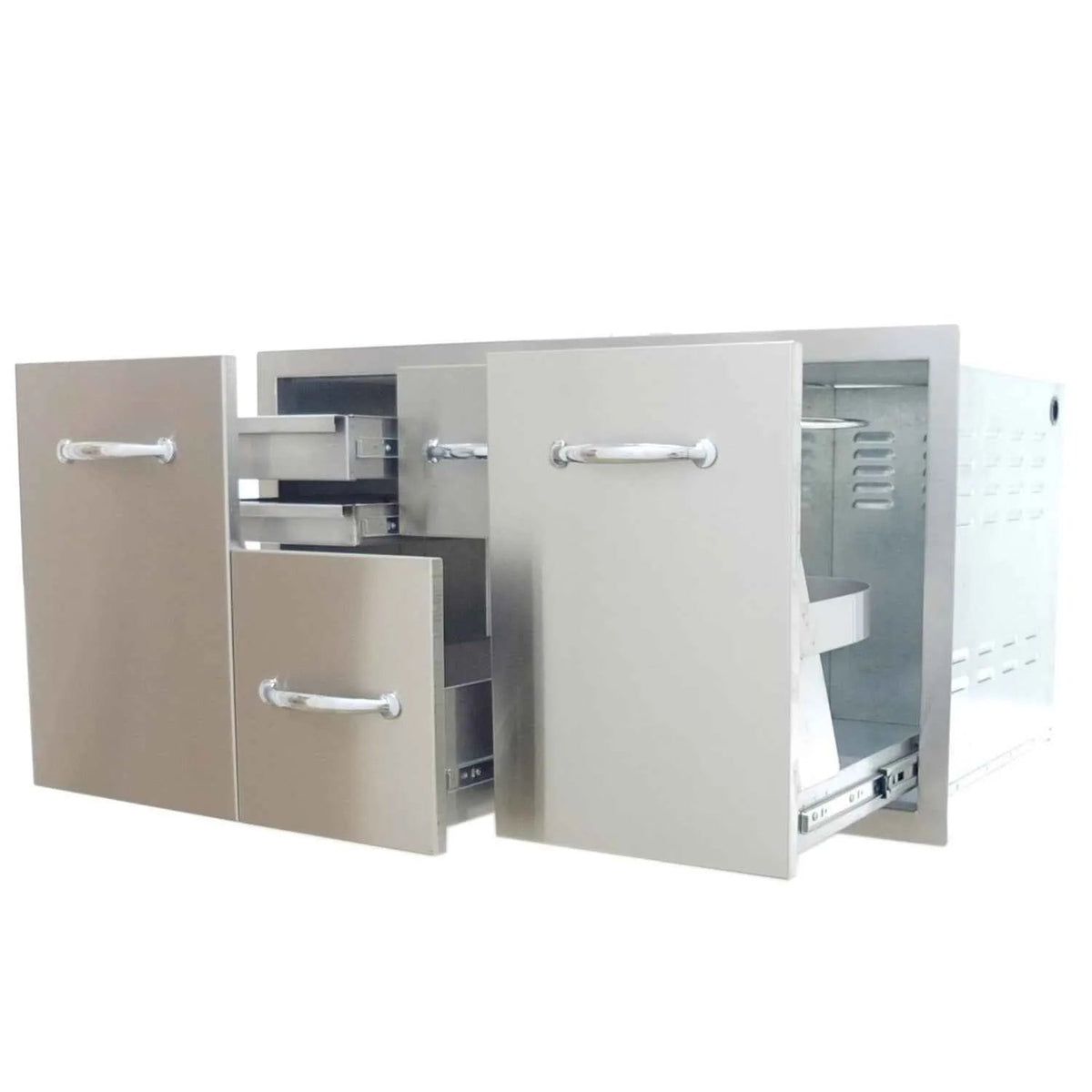Sunstone multi storage combo stainless steel kitchen drawer unit with sleek modern design and silver handles