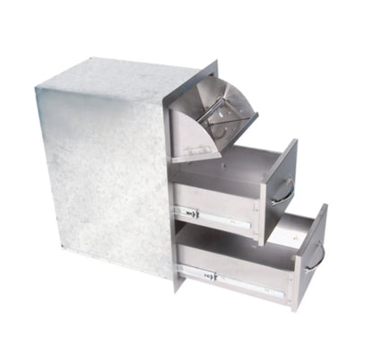 Stainless steel sunstone premium three-drawer utility cabinet with hinged top compartment and paper holder combo