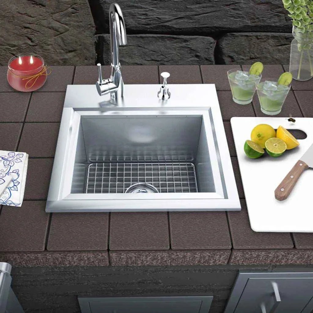 Sunstone premium drop in stainless steel square undermount kitchen sink with grid style drain basket