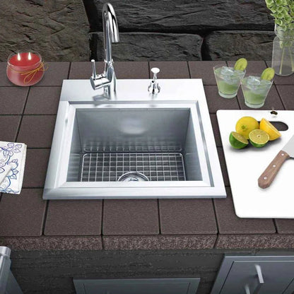 Sunstone premium drop in stainless steel square undermount kitchen sink with grid style drain basket
