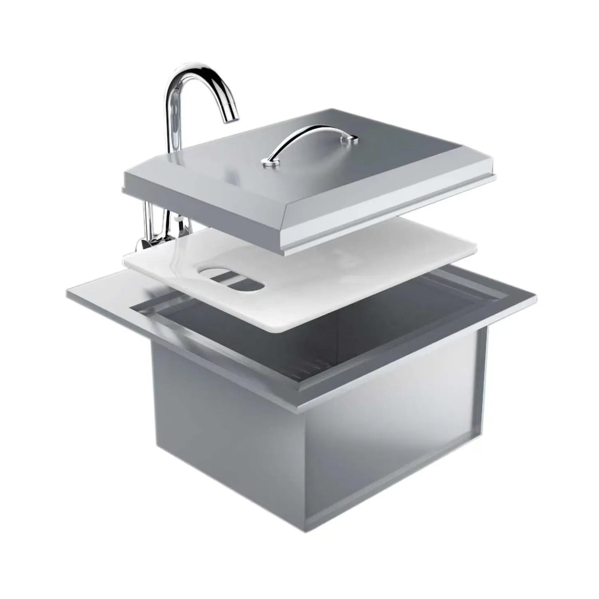 Sunstone premium drop in sink stainless steel outdoor kitchen sink with sleek modern design and integrated faucet