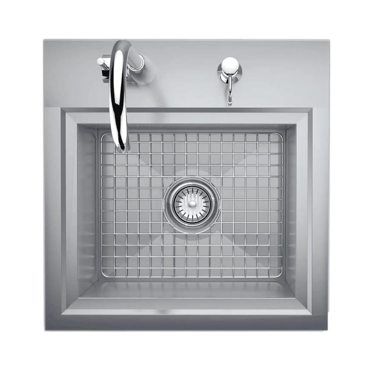 Sunstone premium drop in sink stainless steel modern square design with integrated grid style drain basket